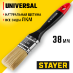 STAYER Universal, 38 мм, 1.5", светлая, натуральная щетина, деревянная ручка, все виды ЛКМ, плоская кисть, Professional (0104-038)