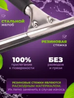 Сгон (сквидж) с резинкой + держатель для мойки окон металл 25 см. — изображение 2