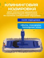 Держатель для мопов универсальный, с педалью и зажимами 40 см., синий — изображение 4