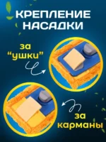 МОП ACG плоский "Микрофибра" 40х13 см., карман+ушки, желтый — изображение 8