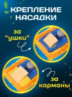 МОП ACG плоский "Микрофибра" 40х13 см., карман+ушки, желтый — изображение 3