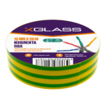 Изолента ПВХ Xglass желто-зеленая 15 мм 20 м