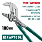 KRAFTOOL Vise-Wrench, 180 мм, клещи переставные-гаечный ключ (22063)