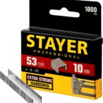 STAYER скобы тип 53 (A / 10 / JT21), 10 мм, 1000 шт., закаленные, особотвердые, скобы для степлера тонкие 3159-10_z02 Professional