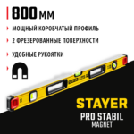 STAYER 800 мм, 3 глазка, точность 0.5 мм/м, уровень магнитный PRO STABIL MAGNET 3480-080