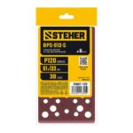 STEHER BPS-813-S 81х133 мм, Р120, шлифовальный лист на липучке, 46 отв., 5 шт. (35687-120)