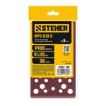 STEHER BPS-813-S 81х133 мм, Р180, шлифовальный лист на липучке, 46 отв., 5 шт. (35687-180)