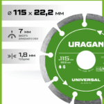 URAGAN UNIVERSAL 115 мм, диск алмазный отрезной сегментный (36705-115)