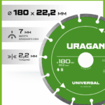 URAGAN UNIVERSAL 180 мм, диск алмазный отрезной сегментный (36705-180)
