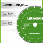 URAGAN UNIVERSAL 230 мм, диск алмазный отрезной сегментный (36705-230)