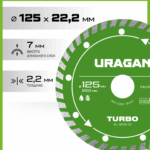 URAGAN TURBO 125 мм, диск алмазный отрезной сегментированный (36706-125)