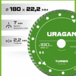 URAGAN TURBO 180 мм, диск алмазный отрезной сегментированный (36706-180)