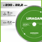 URAGAN CERAMO 230 мм, диск алмазный отрезной сплошной (36707-230)