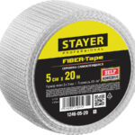 STAYER 5 см х 20 м, 3х3 мм, cетка стеклотканевая самоклеящаяся FIBER-Tape 1246-05-20_z01