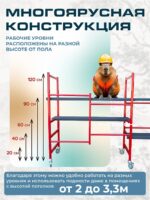 Подмости двухсекционные складные малярные многоярусные на колесах Промышленник H120 — изображение 2