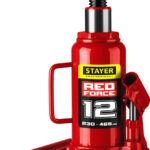 STAYER RED FORCE, 12 т, 230 - 465 мм, бутылочный гидравлический домкрат, Professional (43160-12_z01)