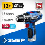 ЗУБР Т7, 12 В, 40 Н·м, без АКБ, дрель-шуруповерт, Профессионал (DL-121)