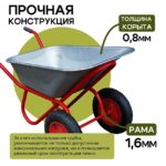 Тачка Промышленник 2-колесная оцинкованная, 110 литров (пневмоколесо) — изображение 3