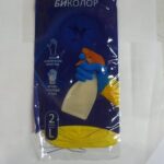 Перчатки хозяйственные латексные БИКОЛОР L, синий+желтый,