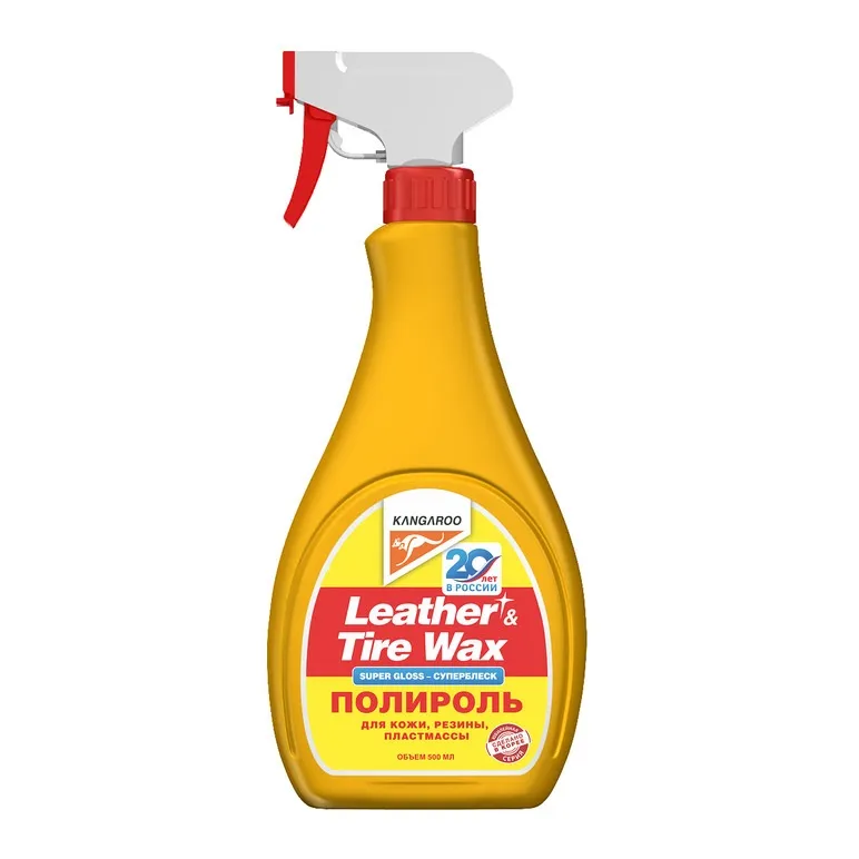 Полироль Супер блеск (кожа, резина, пластик) Leather & Tire Wax Super Gloss, 500 мл, KANGAROO — изображение 1