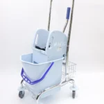 Тележка ACG 1 х 25 л с отжимом, ведро СЕРОЕ, корзина для химии, база хром
